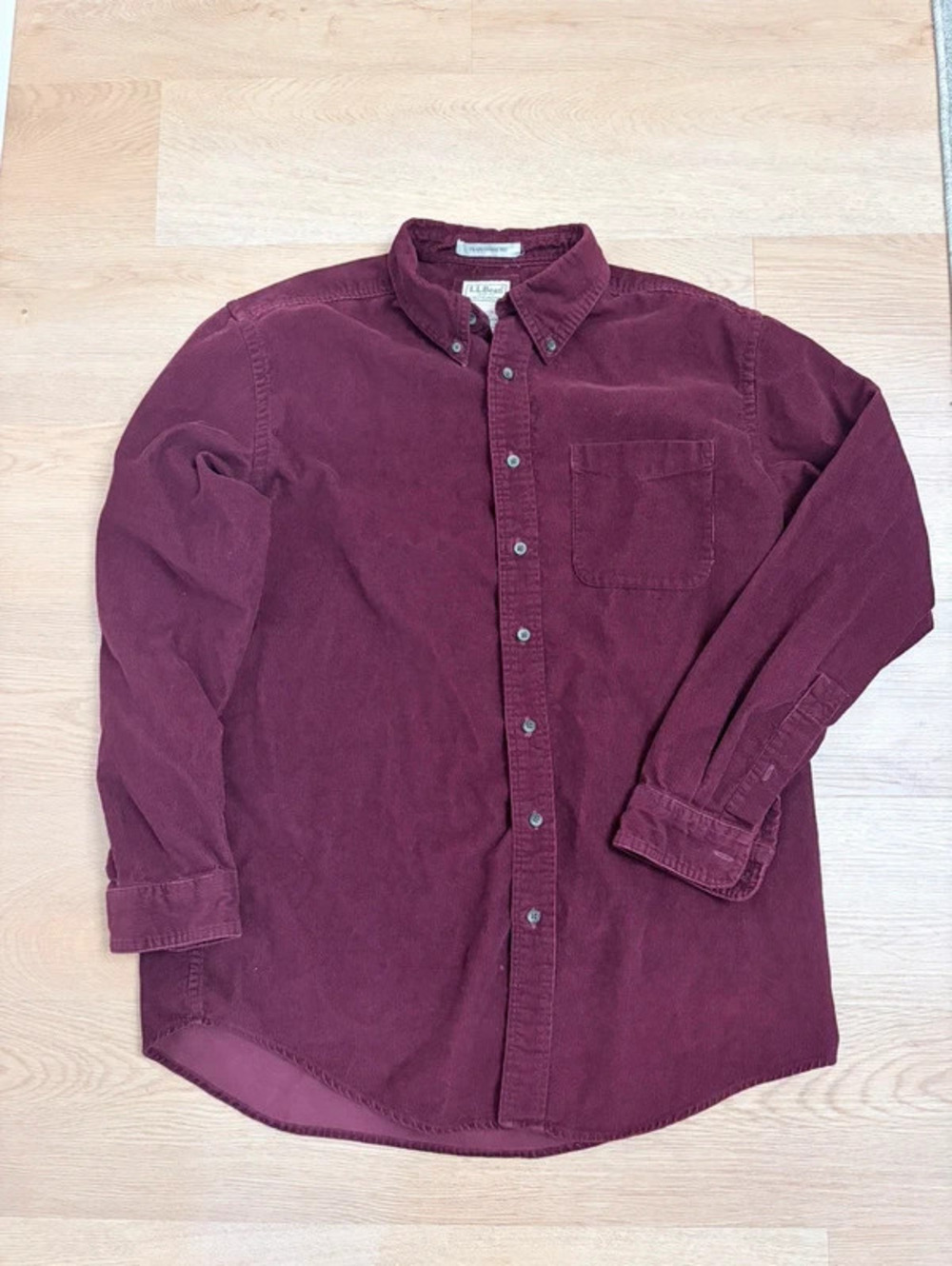 L.L.Bean Traditional Fit Corduroy Shirt Burgundy Men’s Large Tall